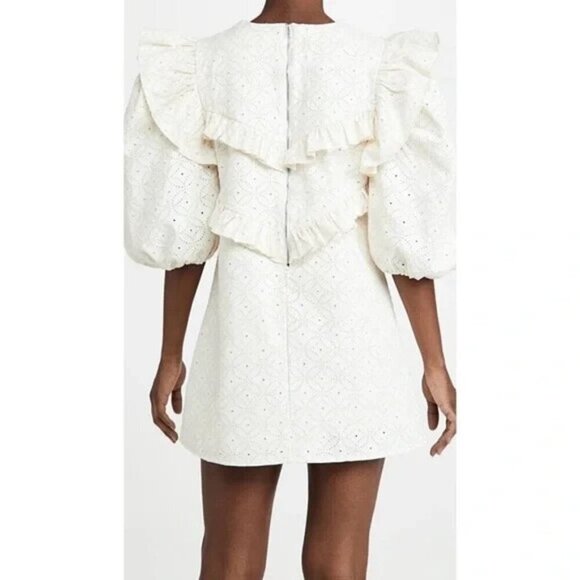 En Saison Embroidered Denim Egret Dress in Natural L - Picture 2 of 4